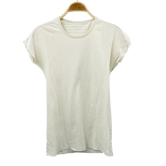 Lululemon ivory perforated Seamless Tee - Picture 1 of 3